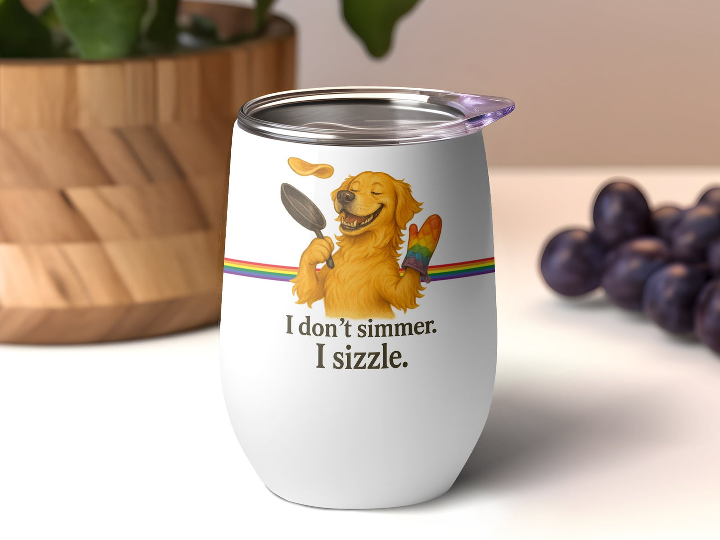 Funny Dog Design Stainless Steel Insulated Wine Glass product type