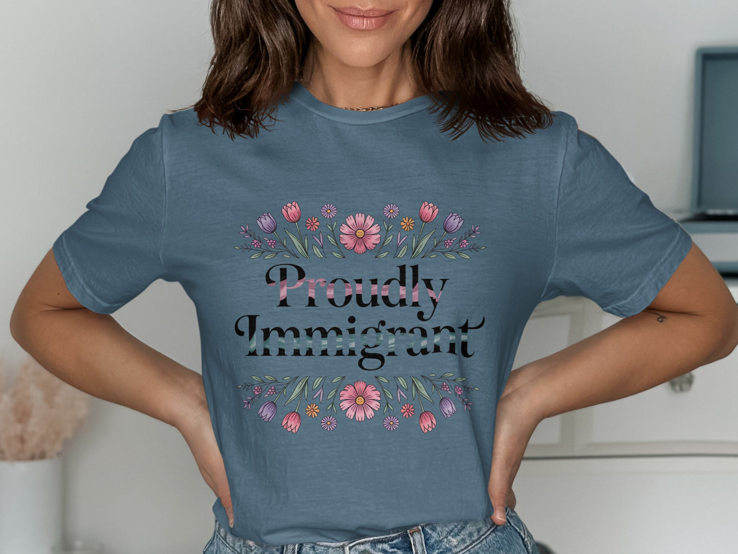 Proudly Immigrant Floral Graphic T-Shirt product type