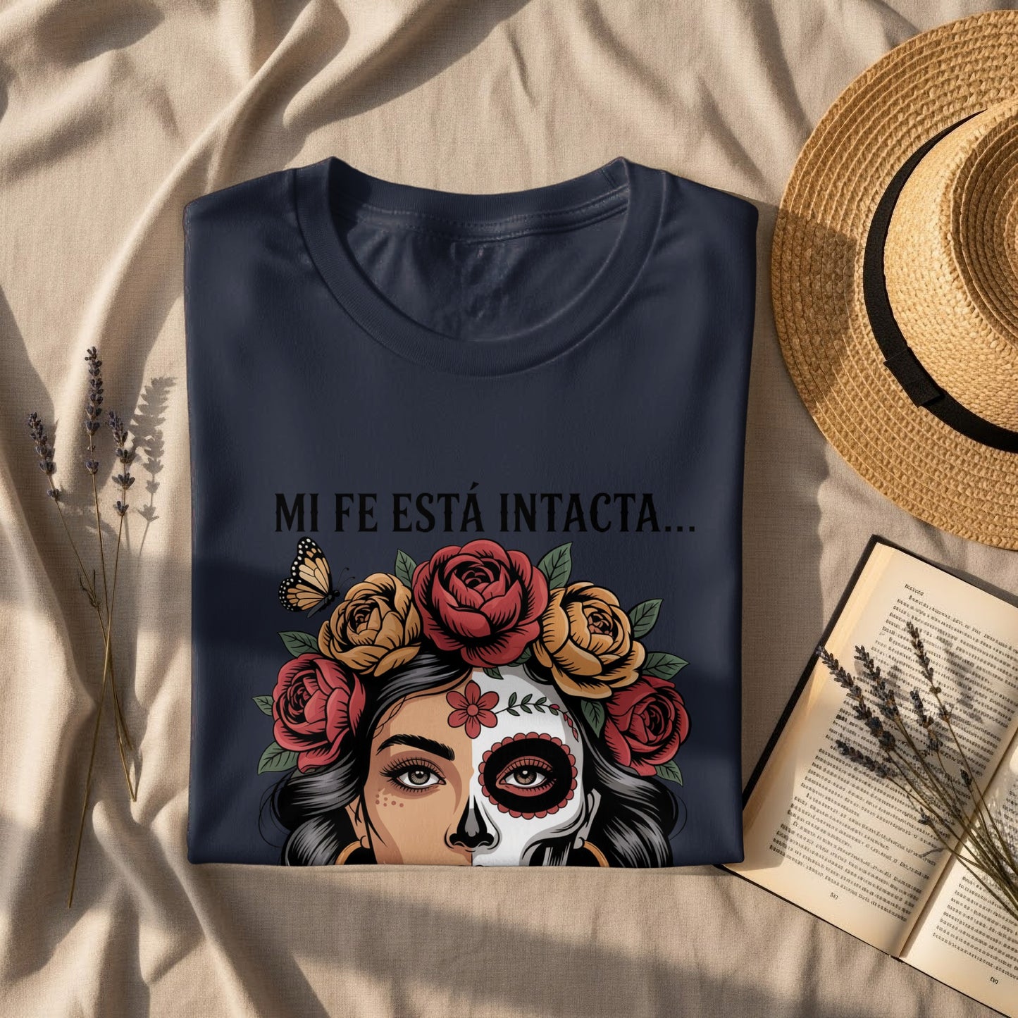 Mi Fe Está Intacta Sugar Skull Themed Tee Shirt Product