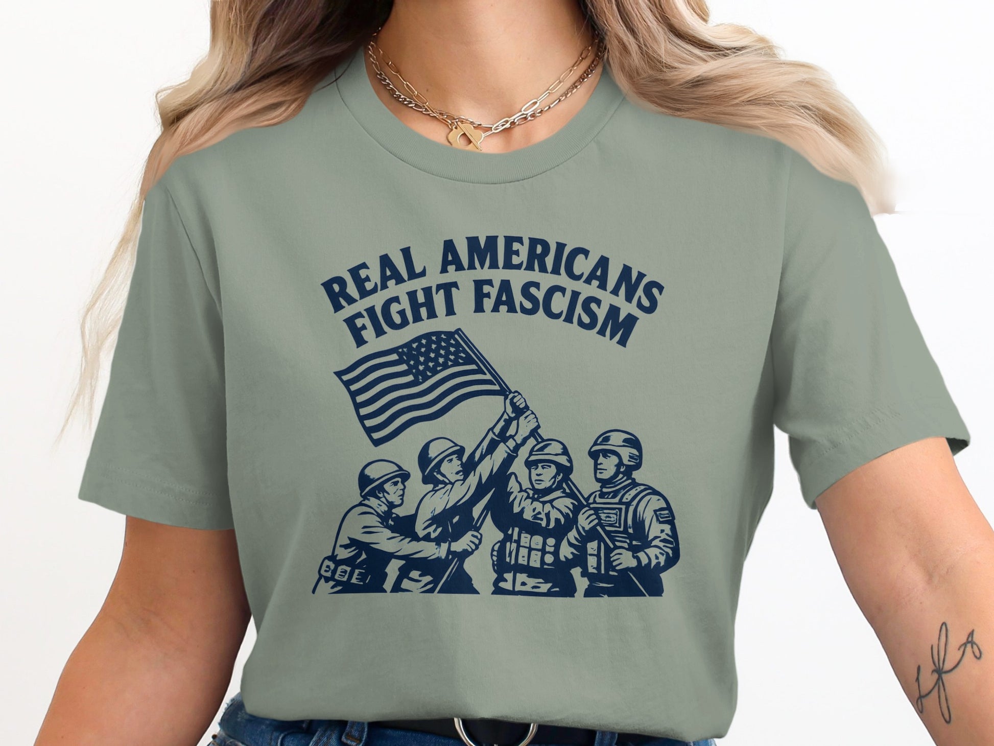 Real Americans Fight Fascism Graphic Tee