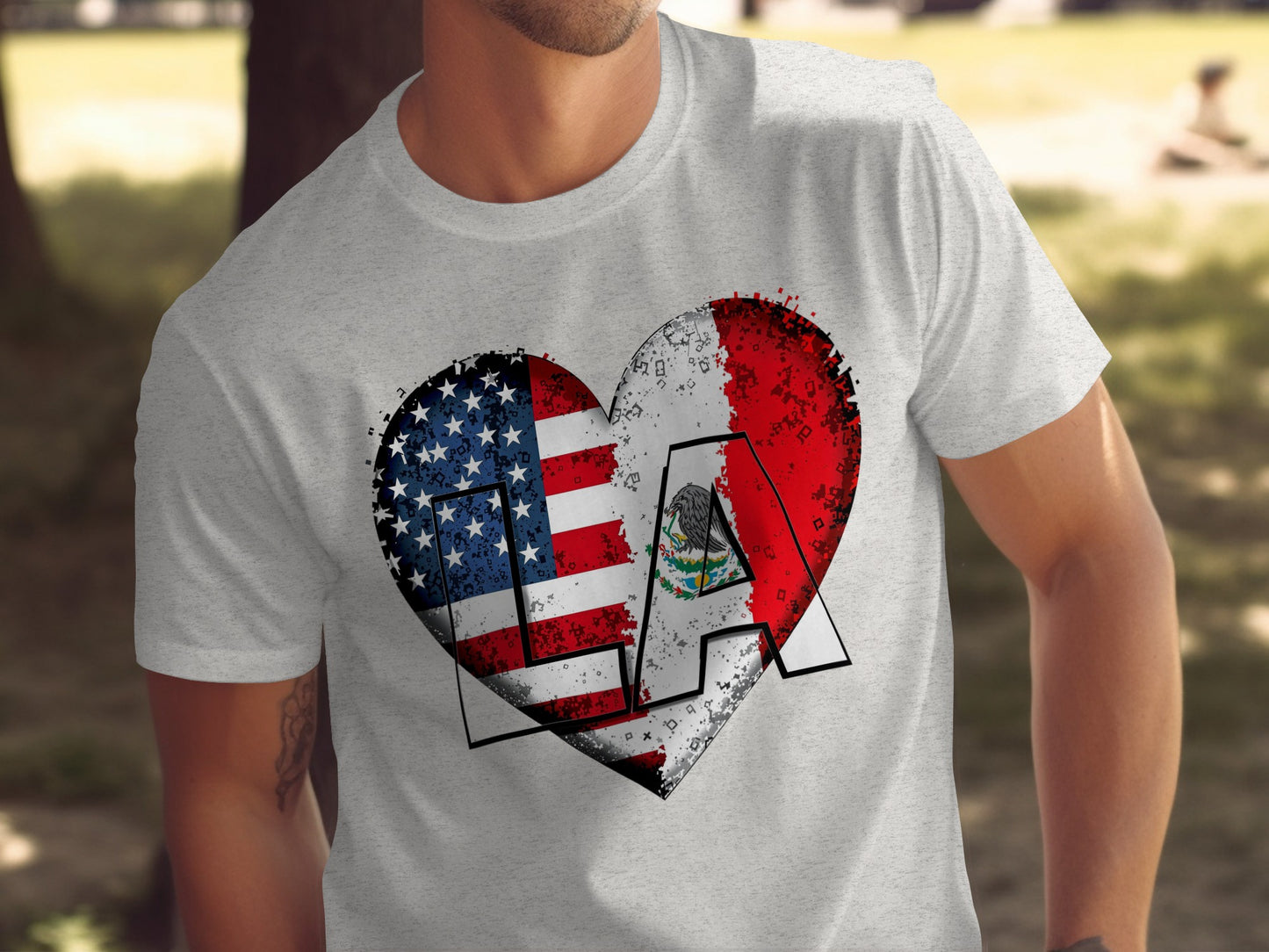 Los Angeles American Mexican Heart Design Shirt product