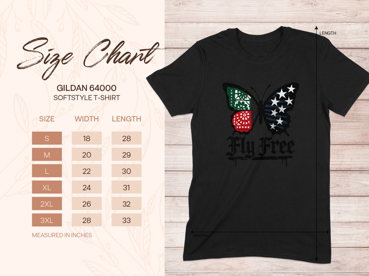 Fly Free Butterfly T-Shirt USA and Mexican Flag product type
