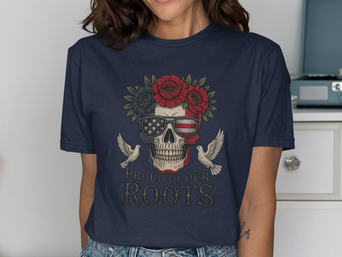 Proud Root Skull Print Graphic Novelty Shirt Product