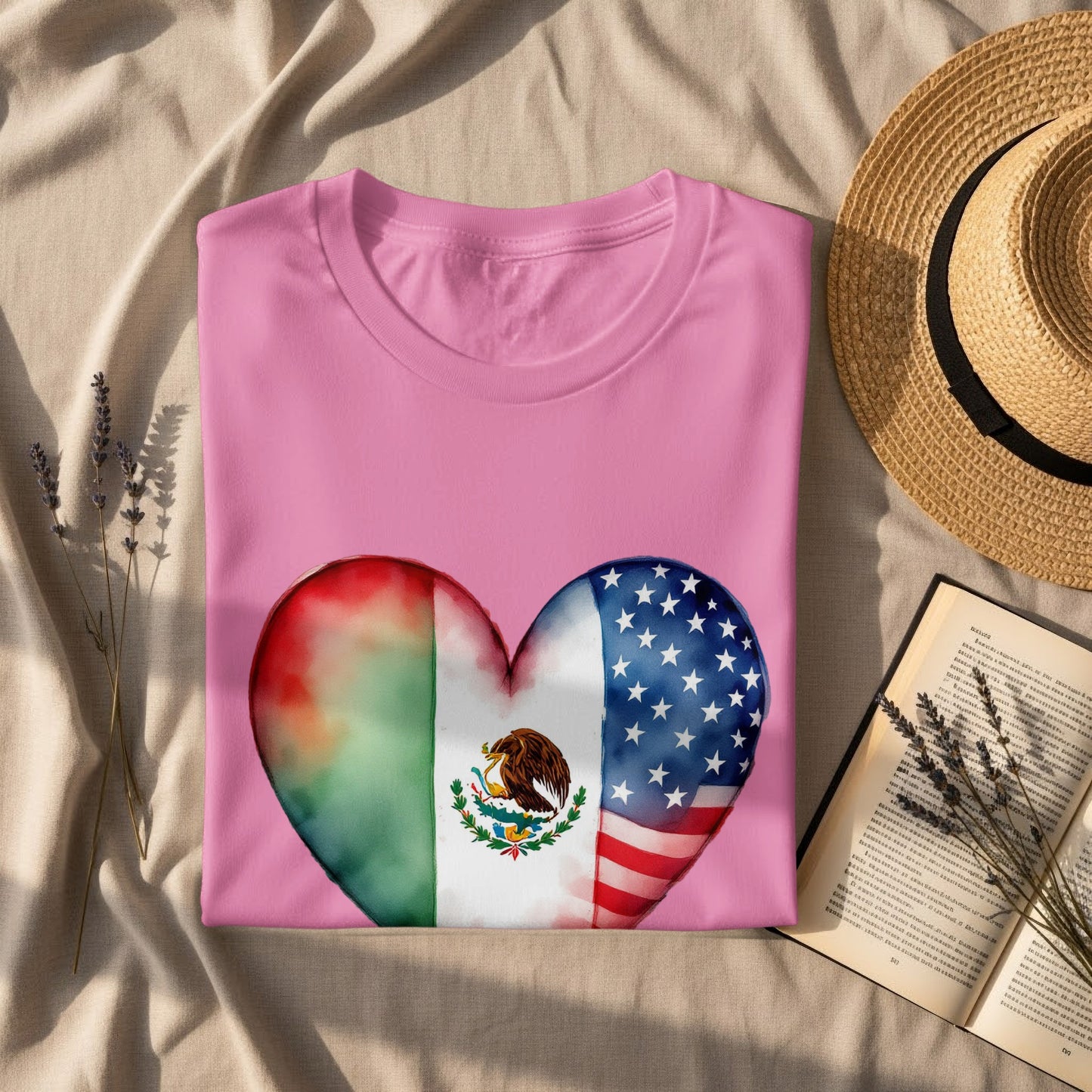 Heart-Shaped Mexican American Flag T-shirt product