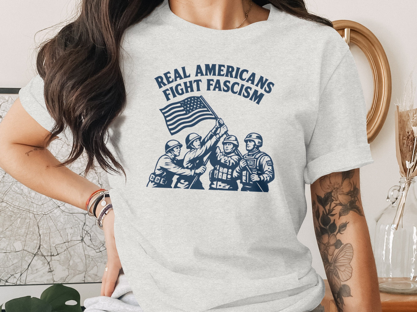 Real Americans Fight Fascism Graphic Tee