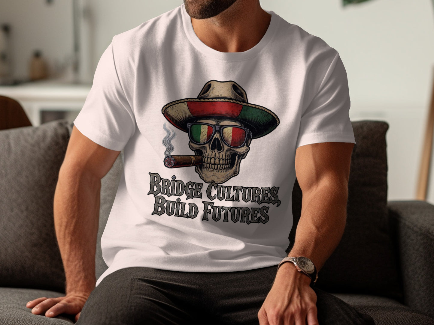 Bridge Cultures Build Futures Skull T-Shirt product type