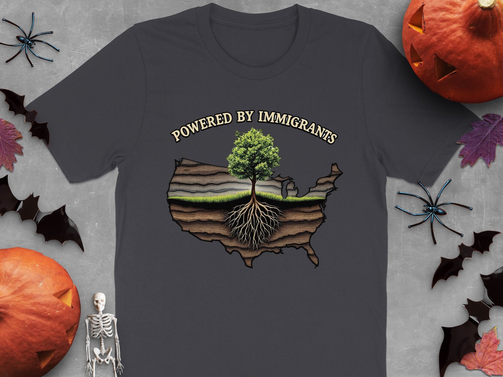Powered by Immigrants Gray T-Shirt product type