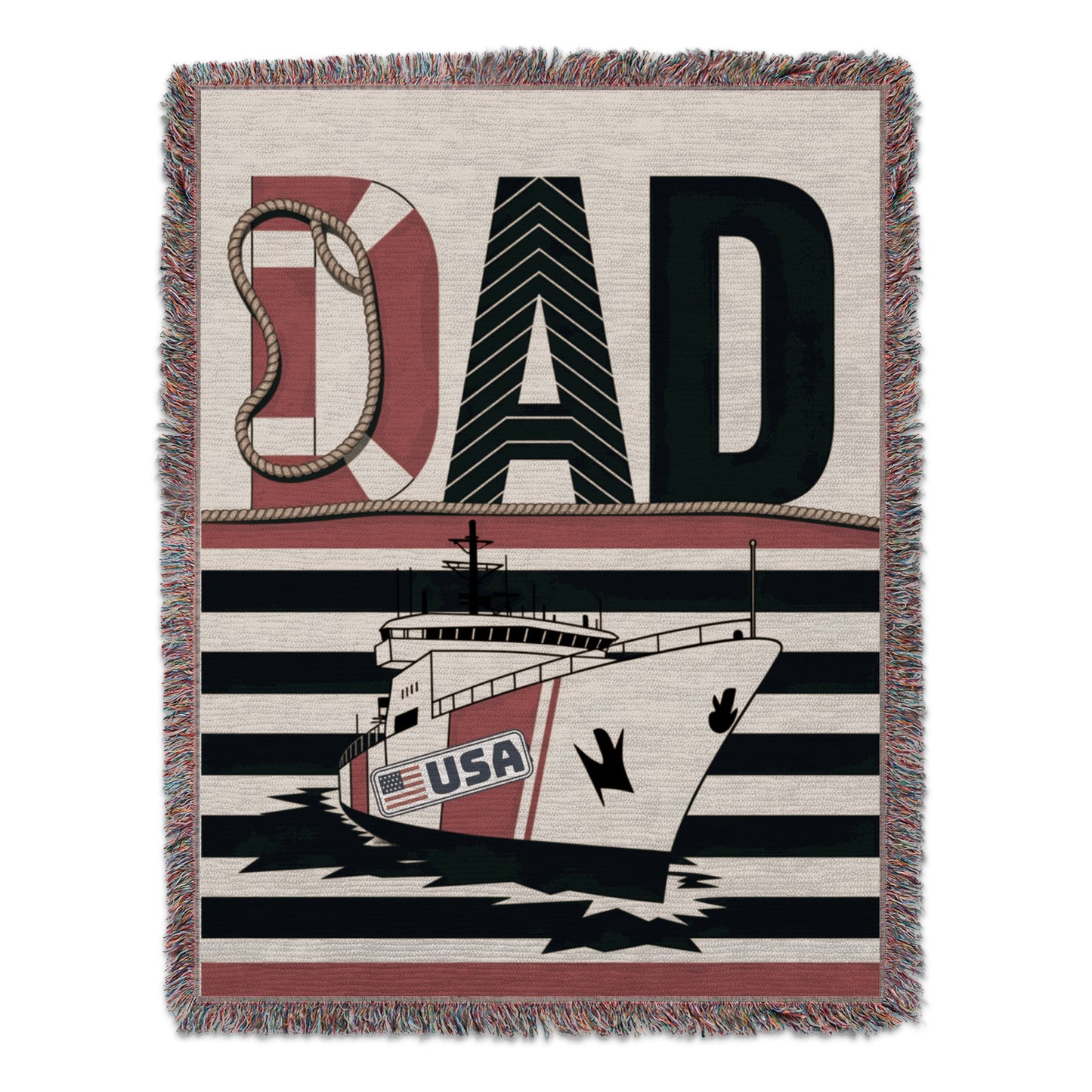 Nautical USA Dad Themed Boat Design Blanket product