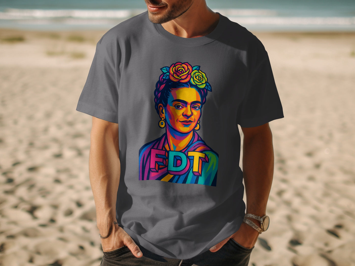 Vibrant Graphic T-Shirt with Unique Portrait Design product type