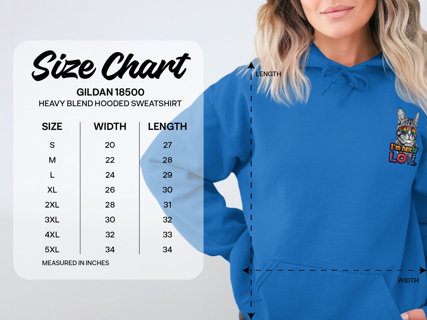 I'm Here to Love Cat Embroidered Blue Hoodie product