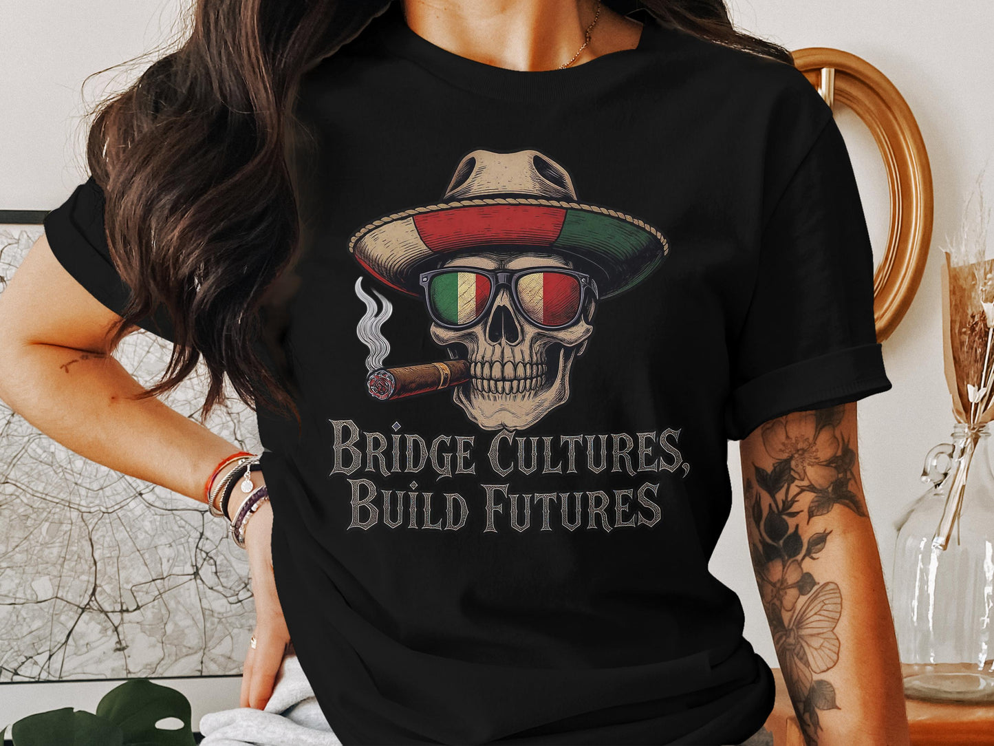 Bridge Cultures Build Futures Skull T-shirt product
