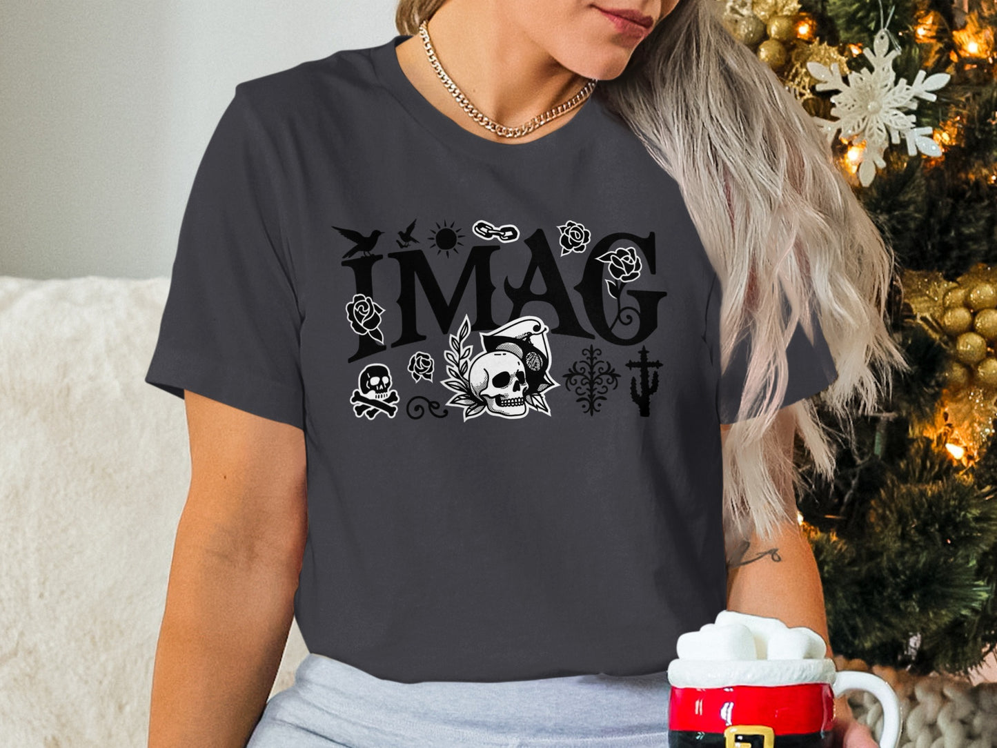 IMAG Skull and Floral Graphics T-shirt