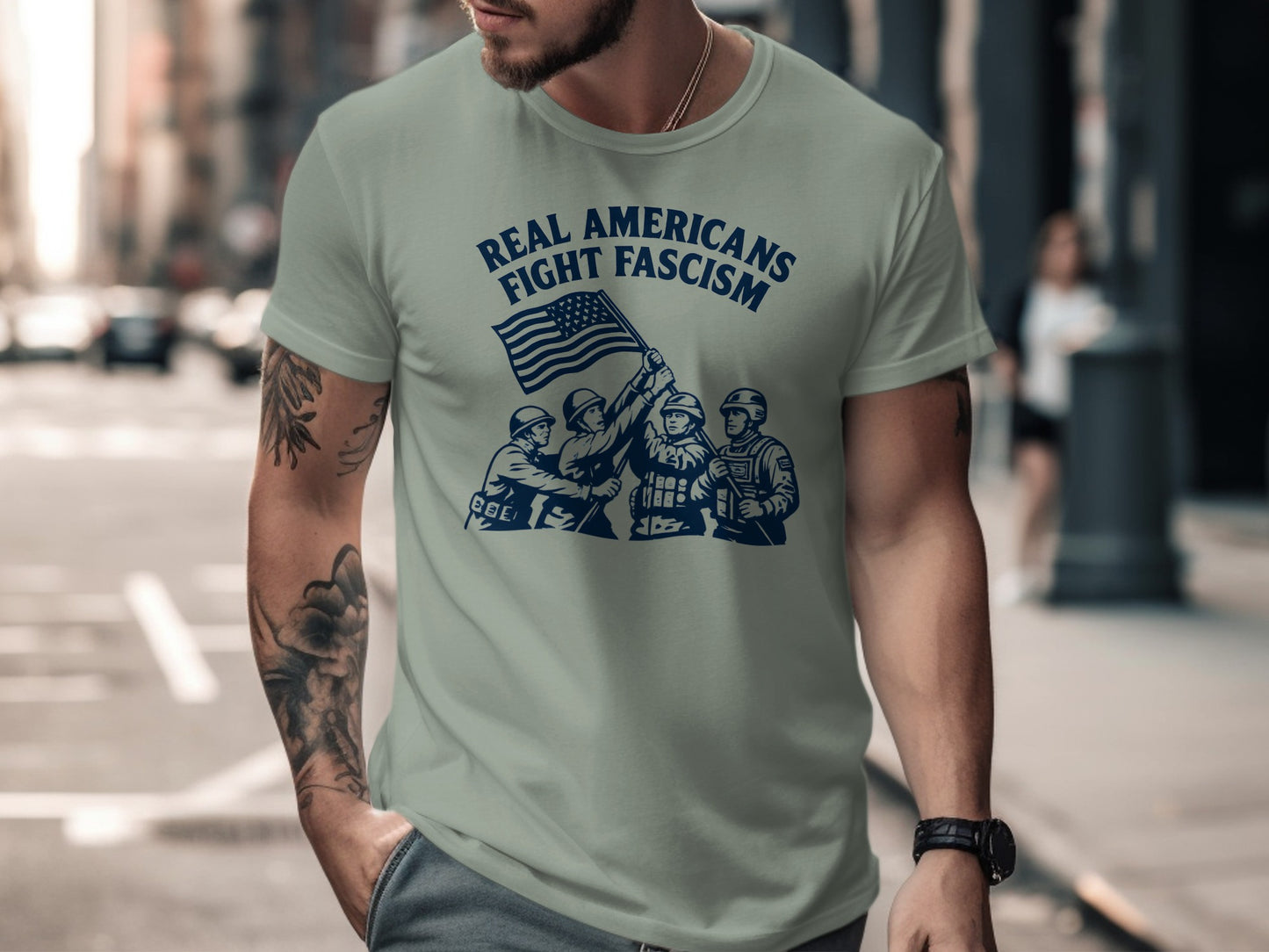 Real Americans Fight Fascism T-Shirt Product