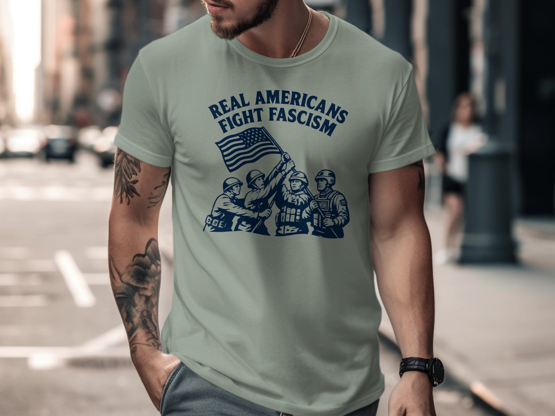 Real Americans Fight Fascism T-Shirt Product