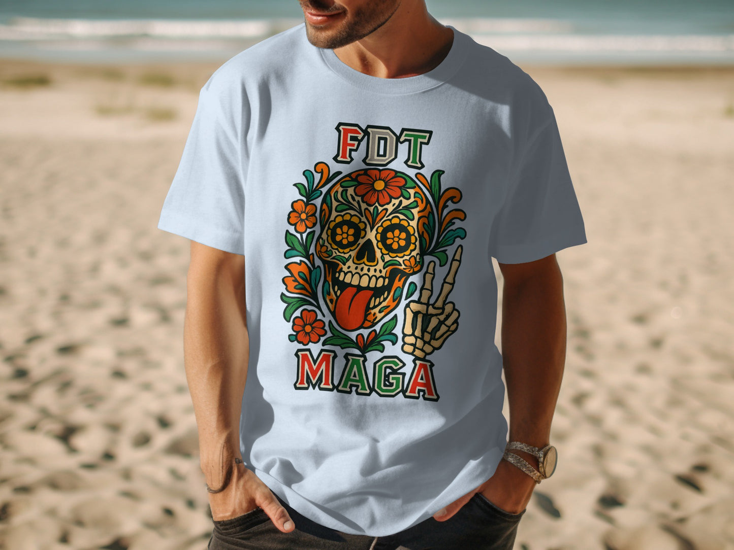 Colorful Skull FDT MAGA Men's Short-Sleeve T-Shirt Product