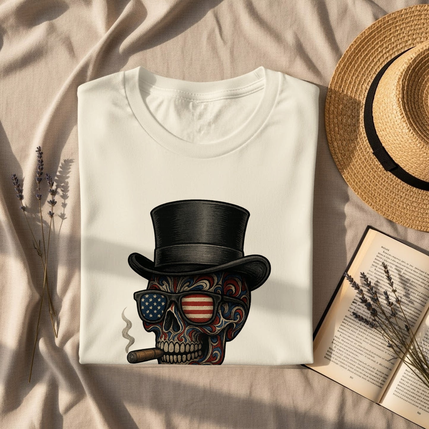 Patriotic Skull with Top Hat and Cigar Graphic Shirt product