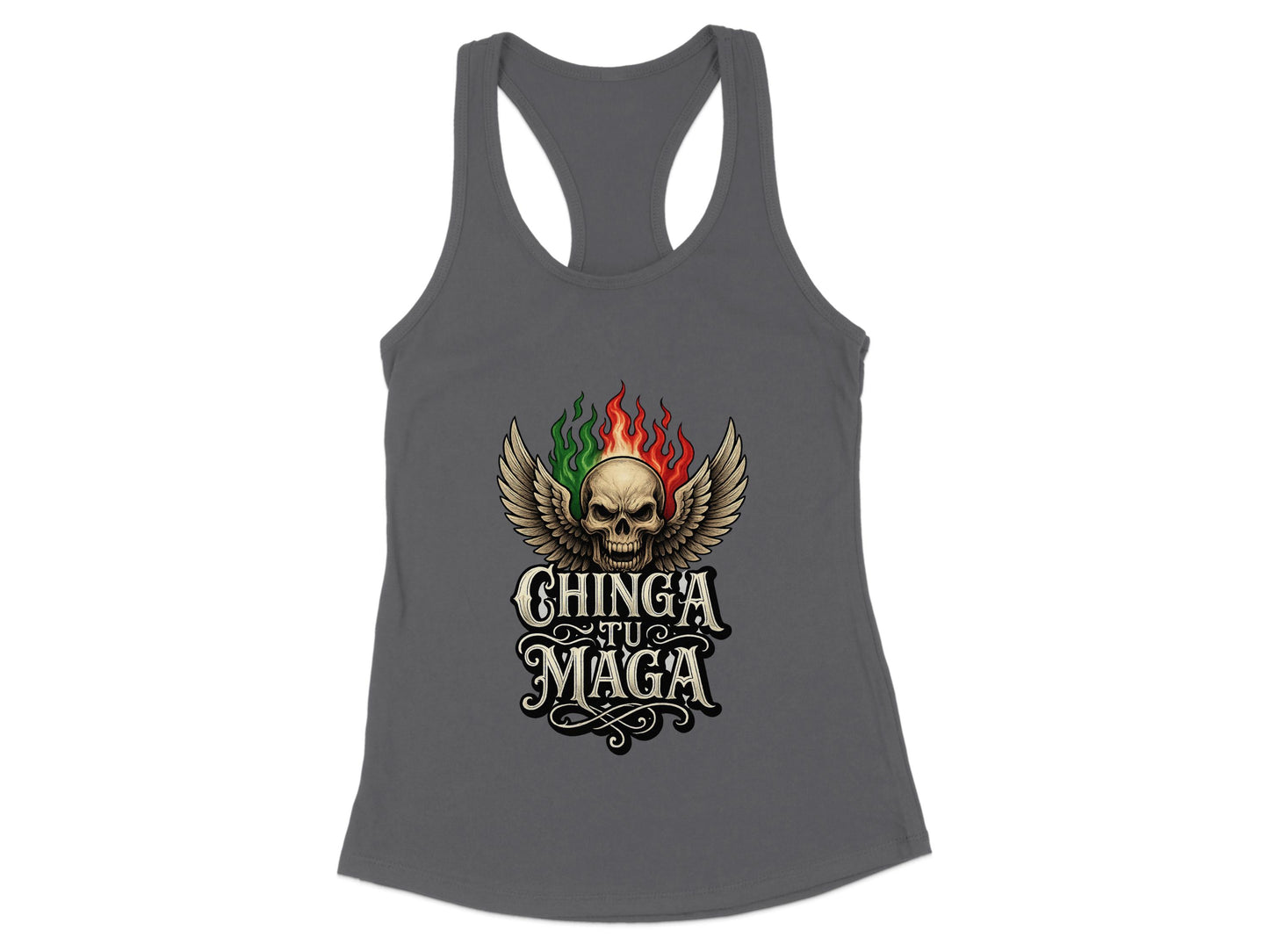 Chinga Tu Maga Winged Skull Design Tank Top product