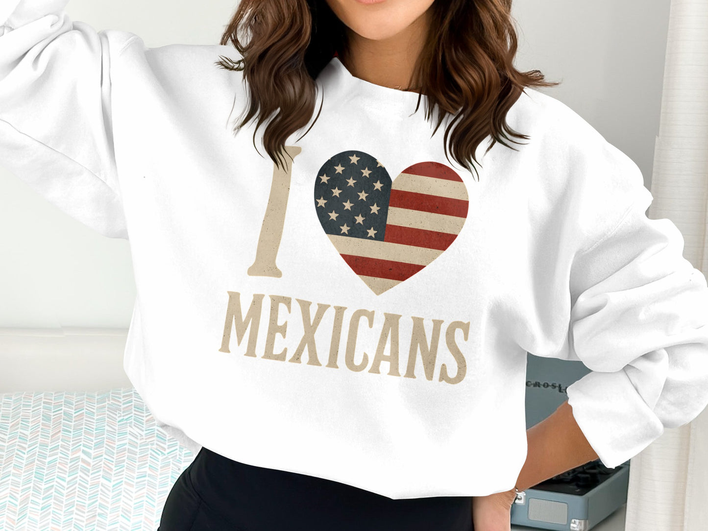 I Heart Mexicans American Flag Graphic Sweatshirt product