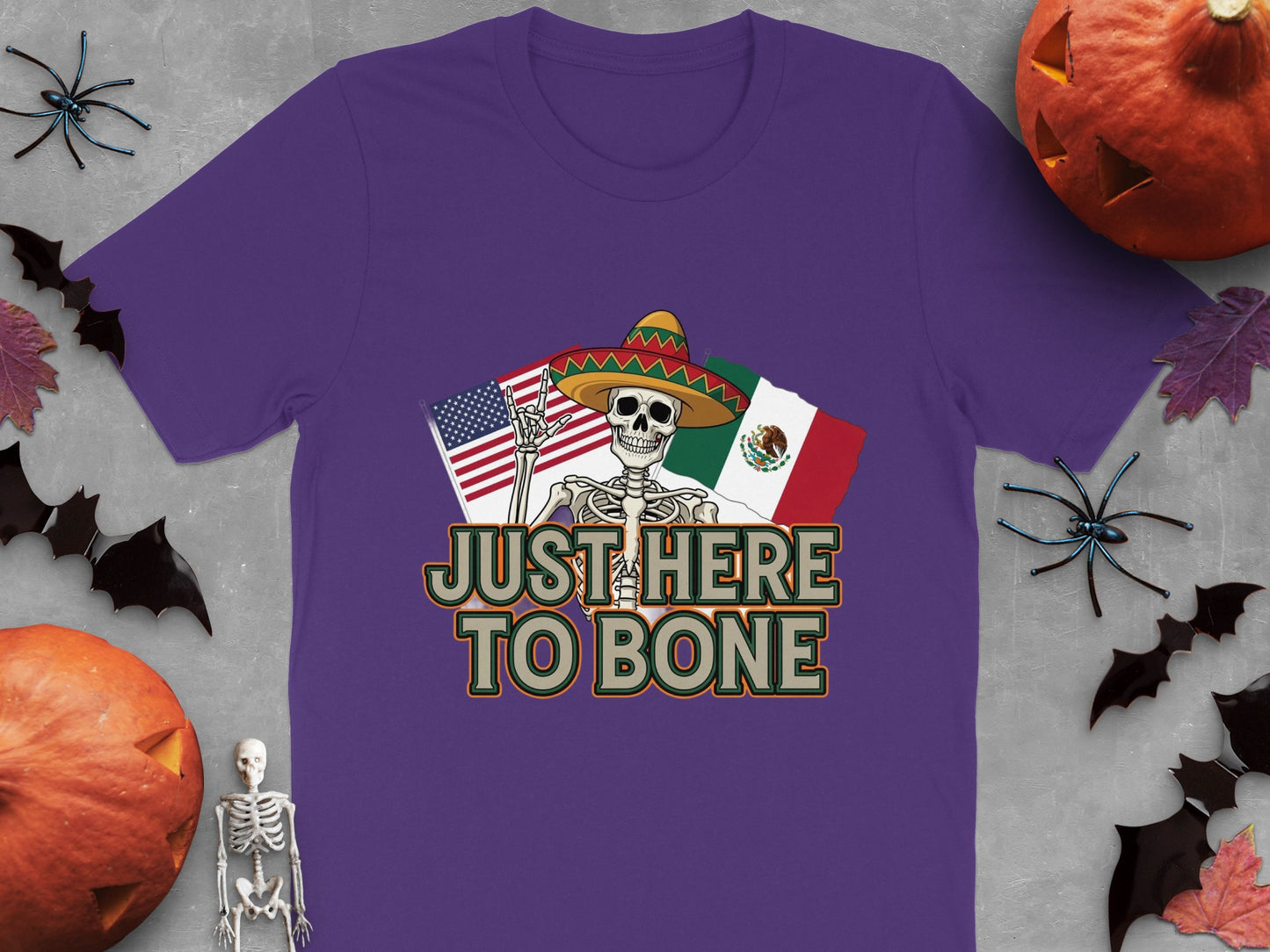 Just Here to Bone Skeleton Flags T-shirt product type