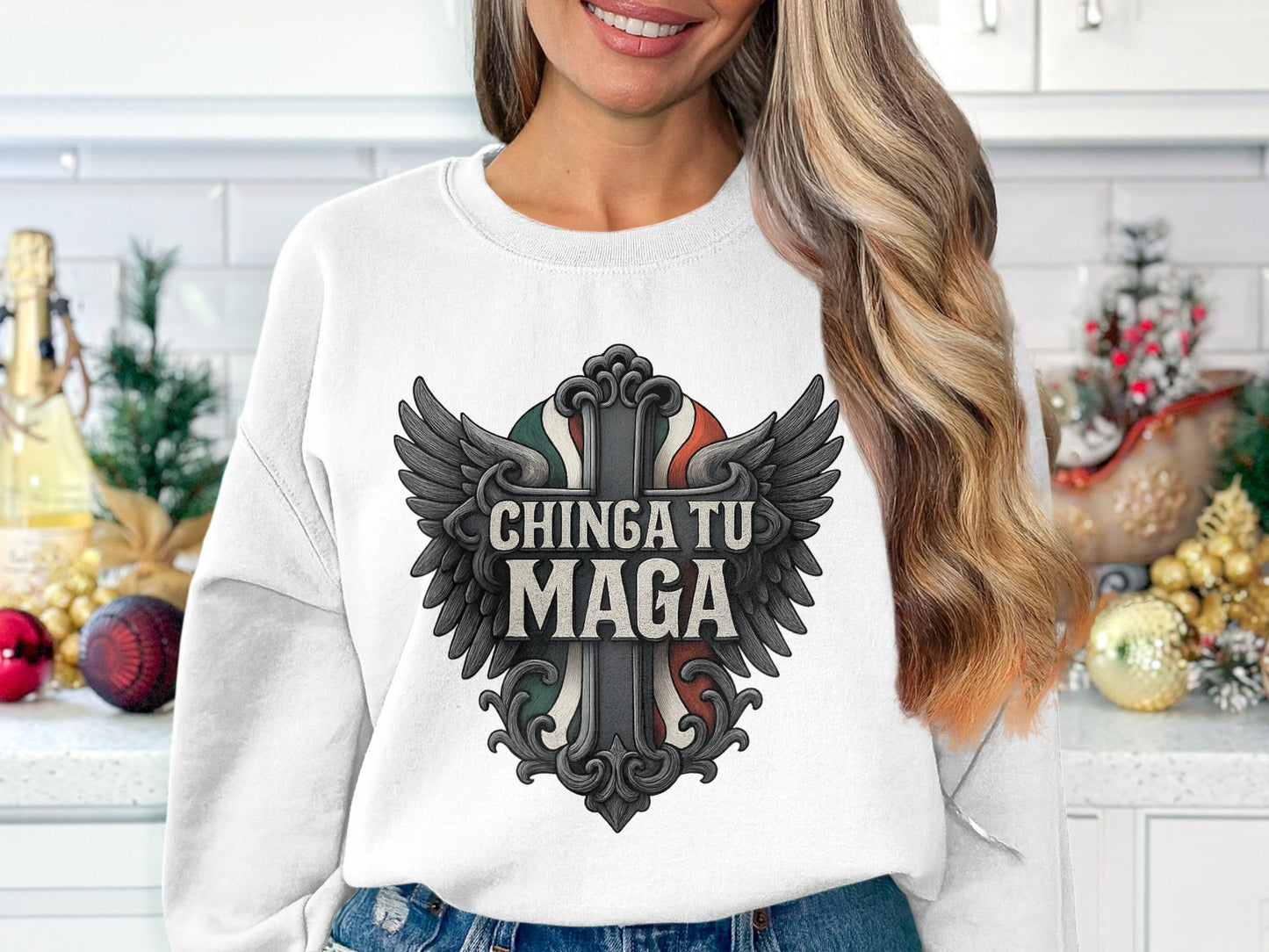 Chinga Tu Maga Eagle Wings Graphic Sweatshirt product
