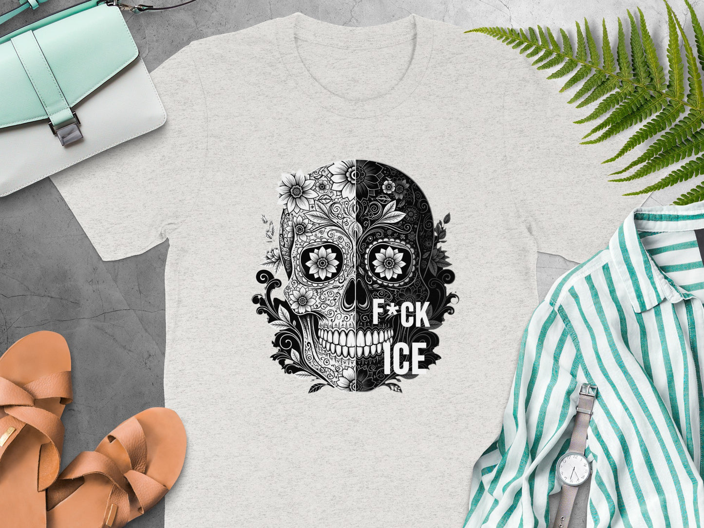 Floral Skull Design F*ck ICE Statement Graphic Tee product