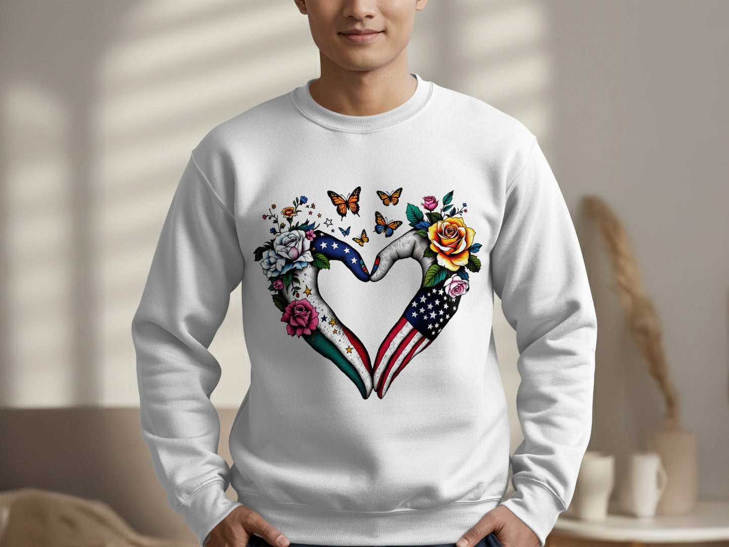 USA and Italy Heart Graphic Print Sweatshirt product type