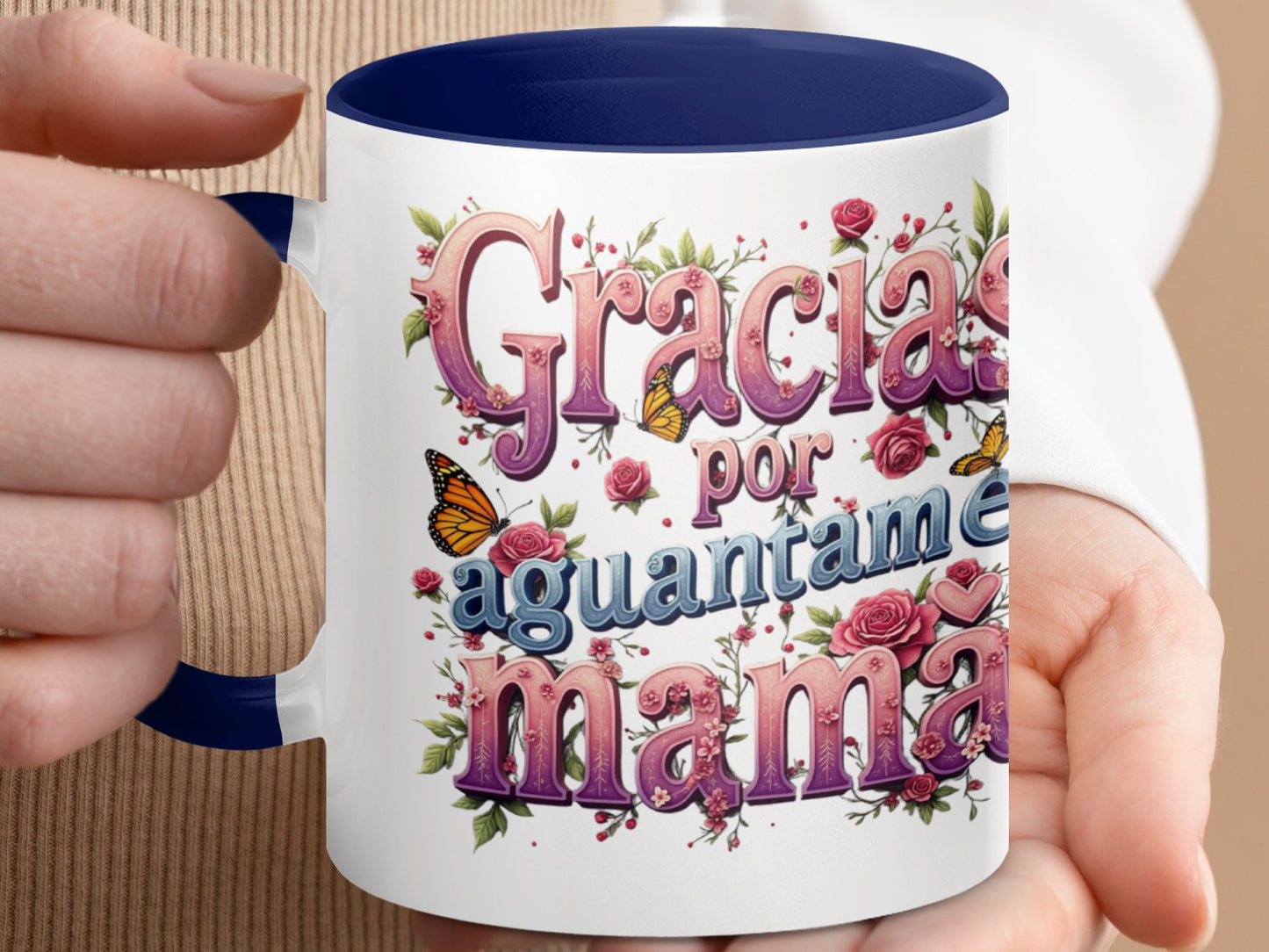 Gracias por aguantarme mamá floral mug product type