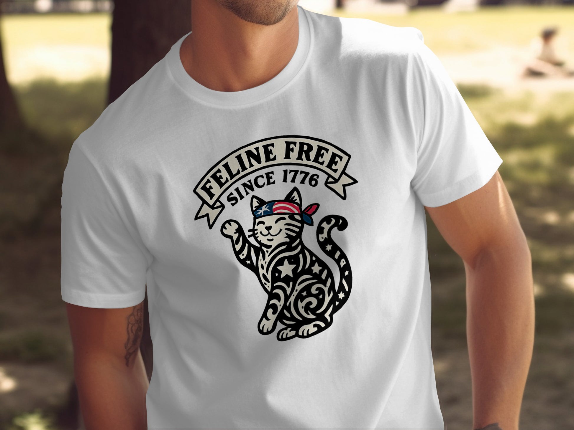 Feline Free Since 1776 Cat Design T Shirt product type