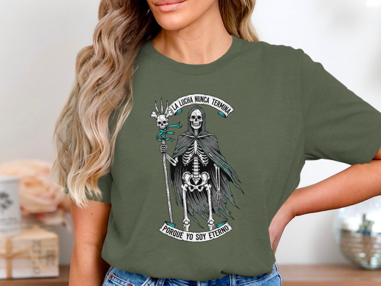 Skeleton Warrior Graphic Tee Spanish Text product