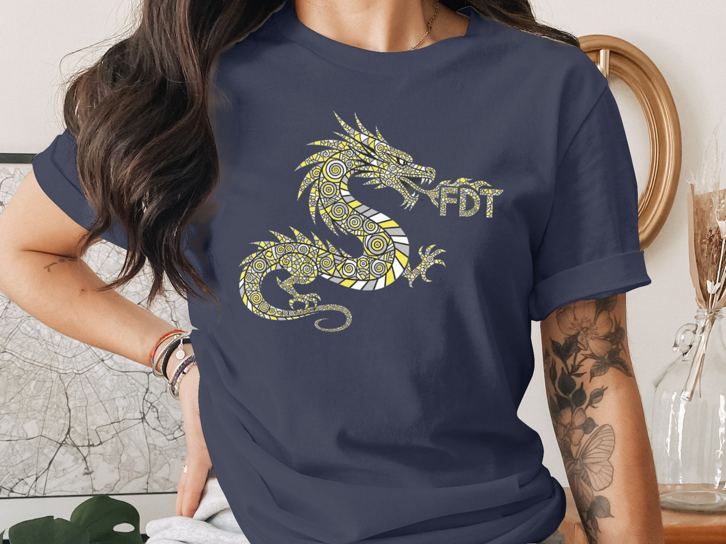 Intricate Dragon Design on Casual T Shirt product