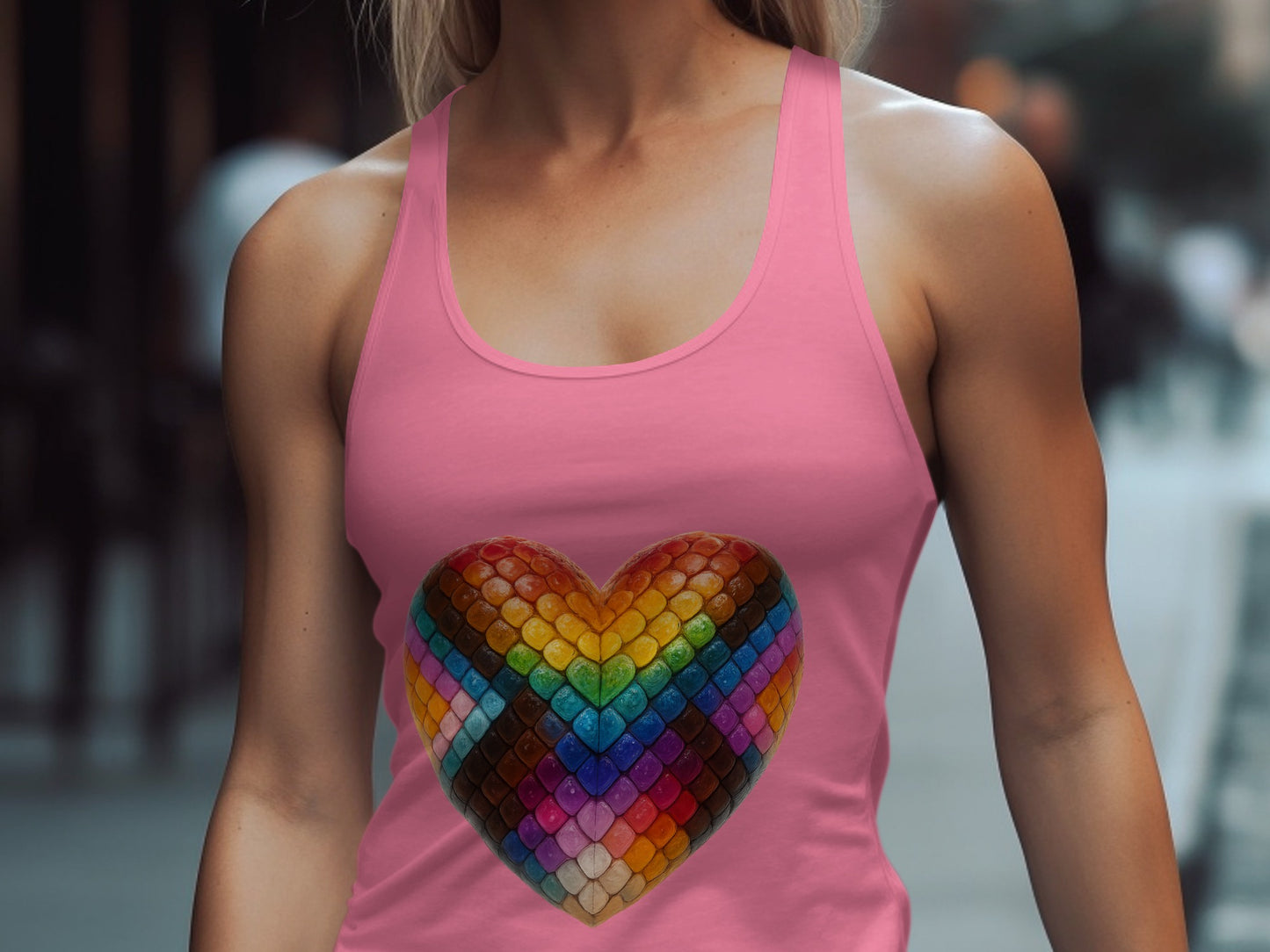 Colorful Heart Design on Pink Stylish Tank Top product