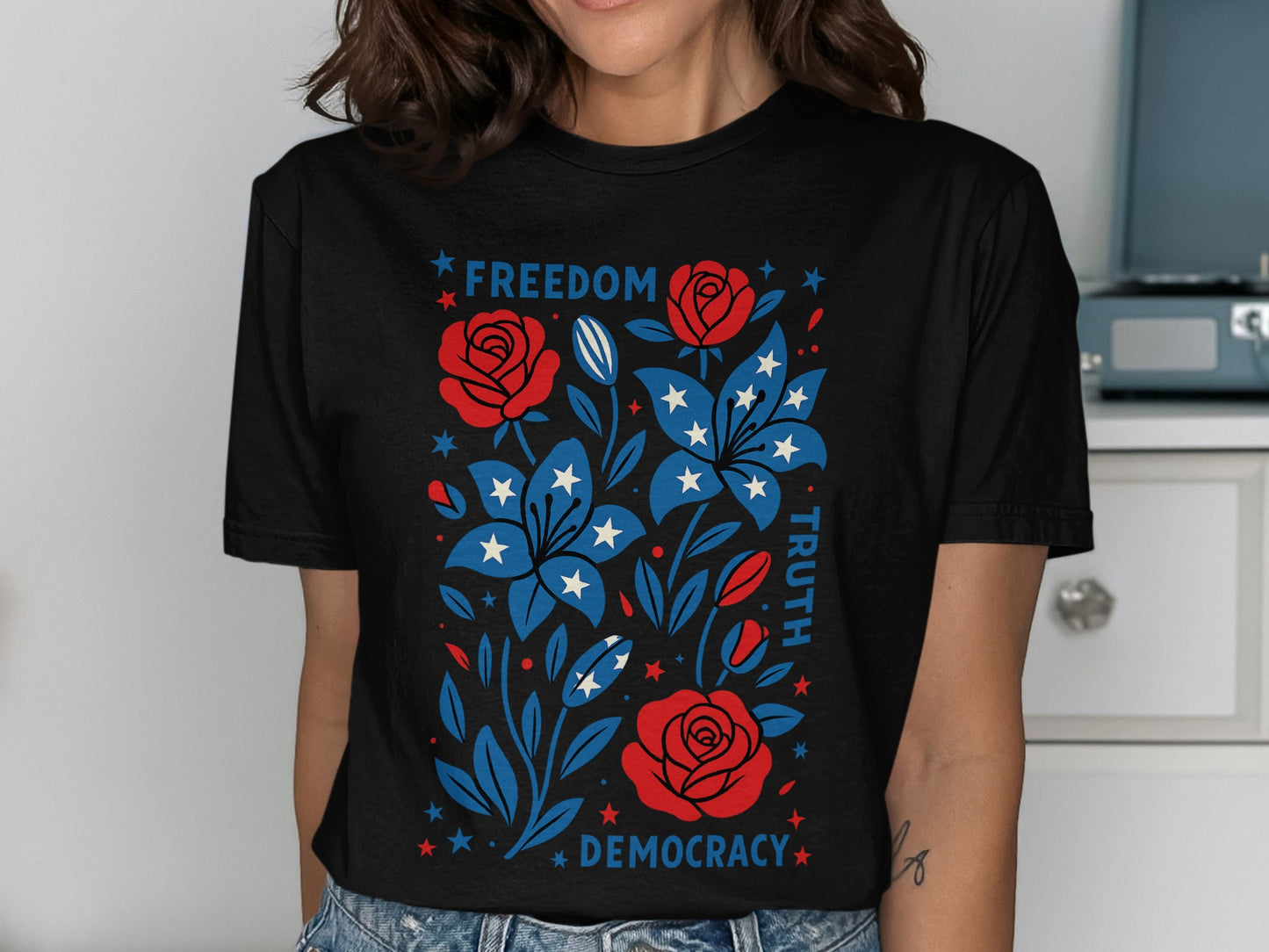 Freedom Truth Democracy Floral Graphic T-Shirt product