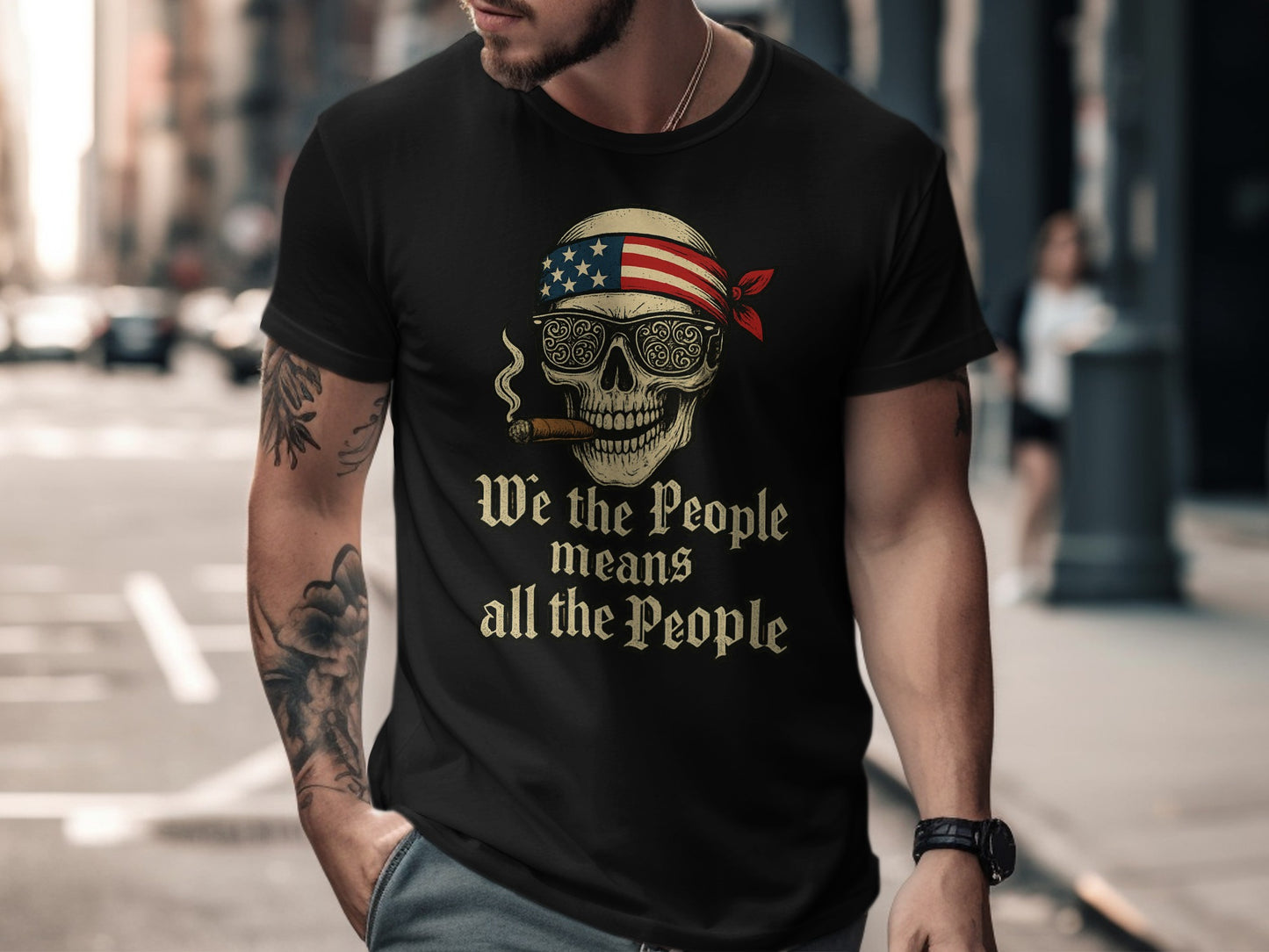 We the People Skull American Flag Patriotic Shirt product