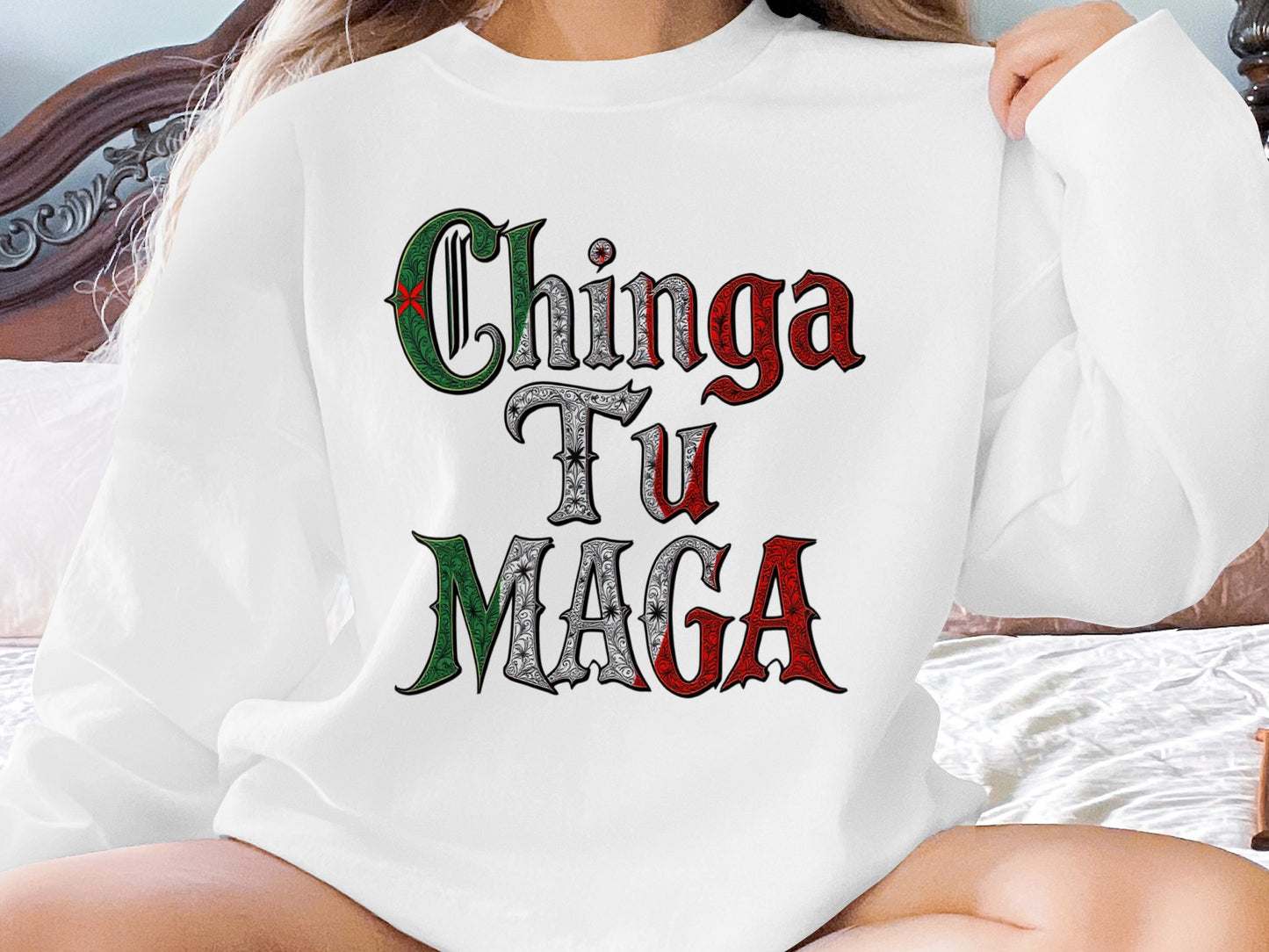 Chinga Tu Maga Graphic Print White Shirt product