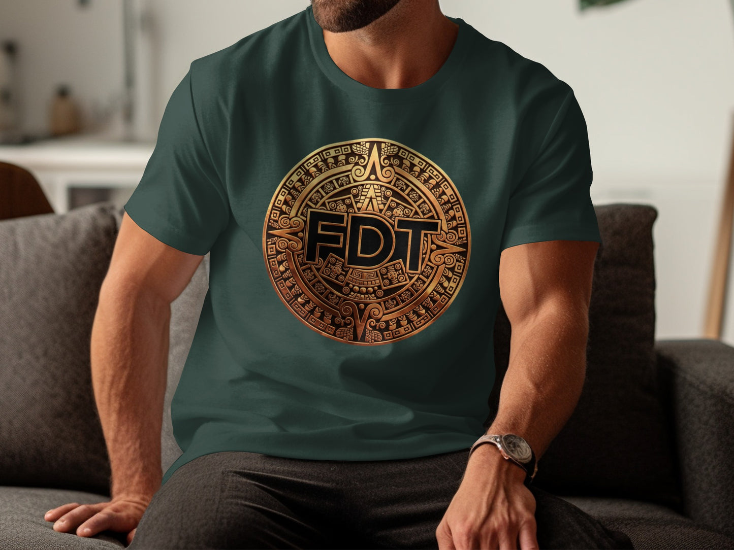 FDT Emblem Printed Graphic Green Casual Shirt product