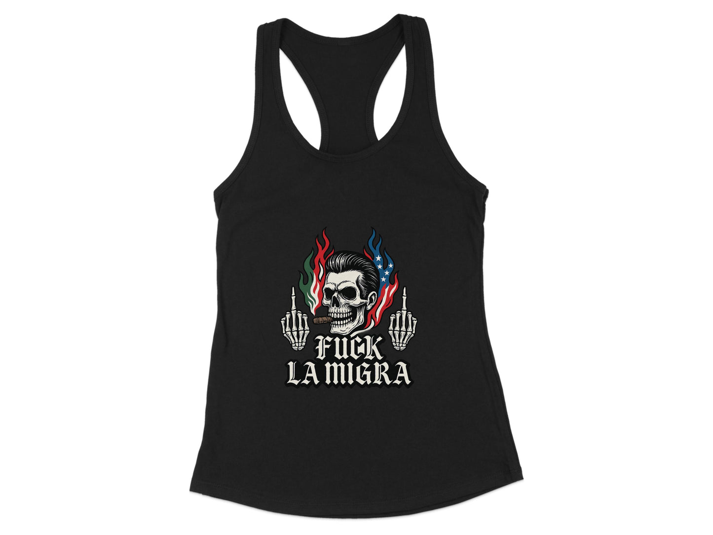 Skull and Flames Fuck La Migra Graphic Tank Top Product Type