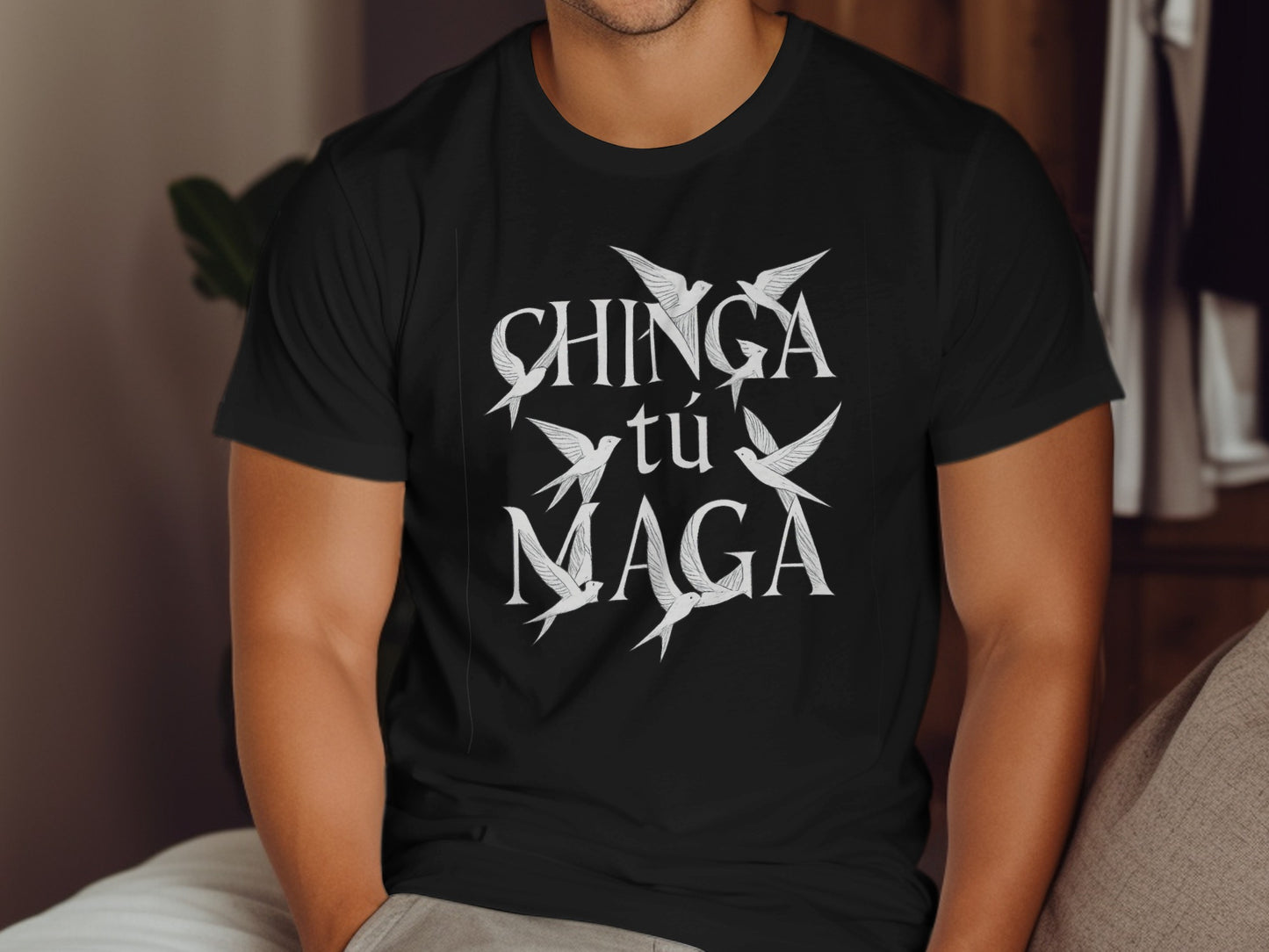CHINGA TU MAGA Shirt with Birds Graphic Tee product