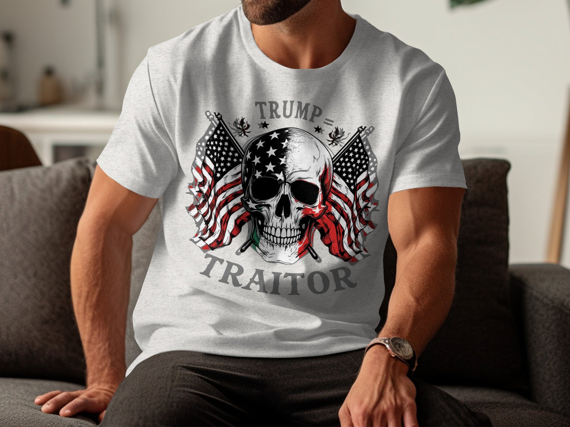 American Flag Skull Trump Traitor Graphic T-shirt product