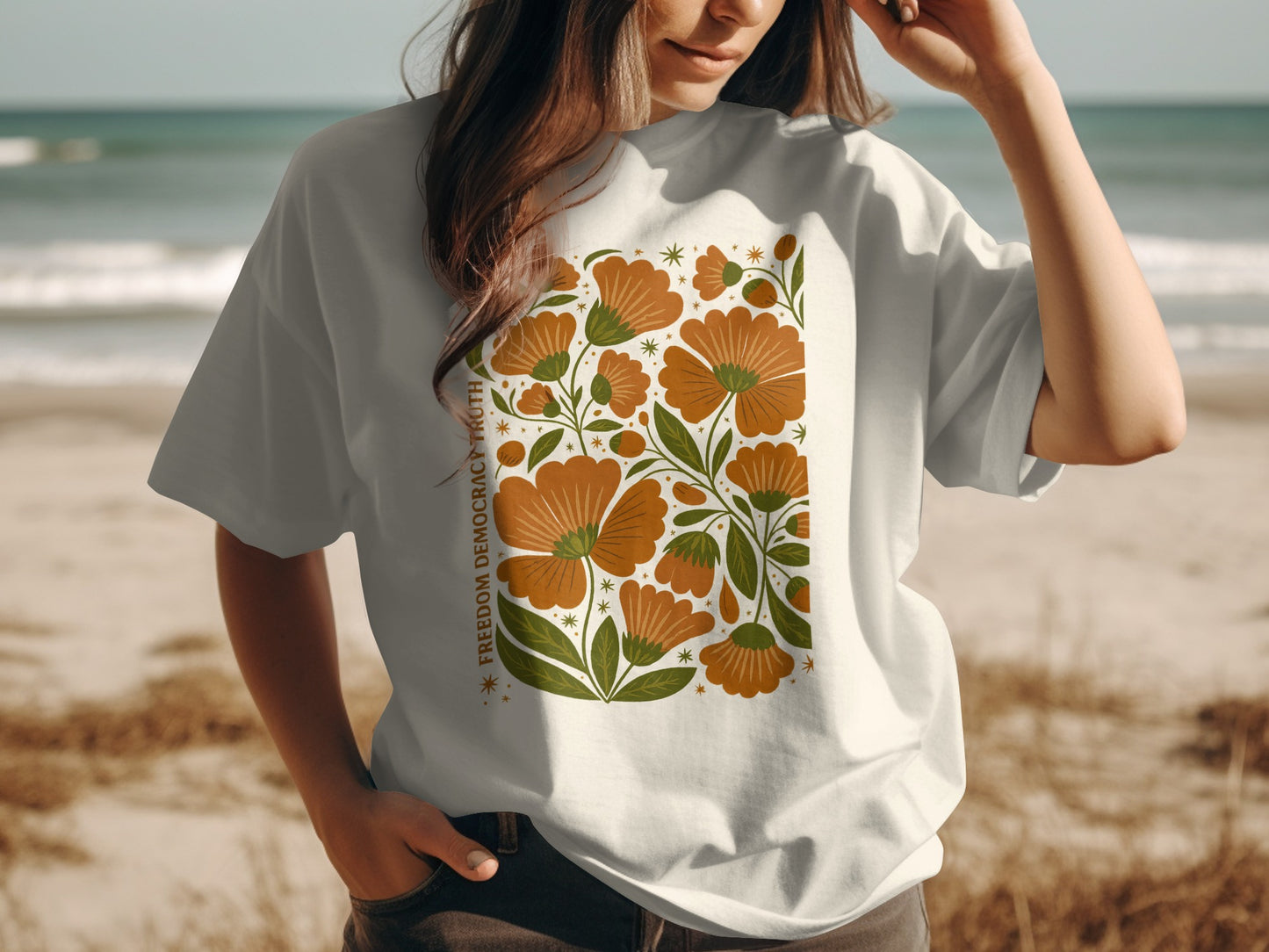 Retro Style Floral Print T-Shirt with Vintage Design product type