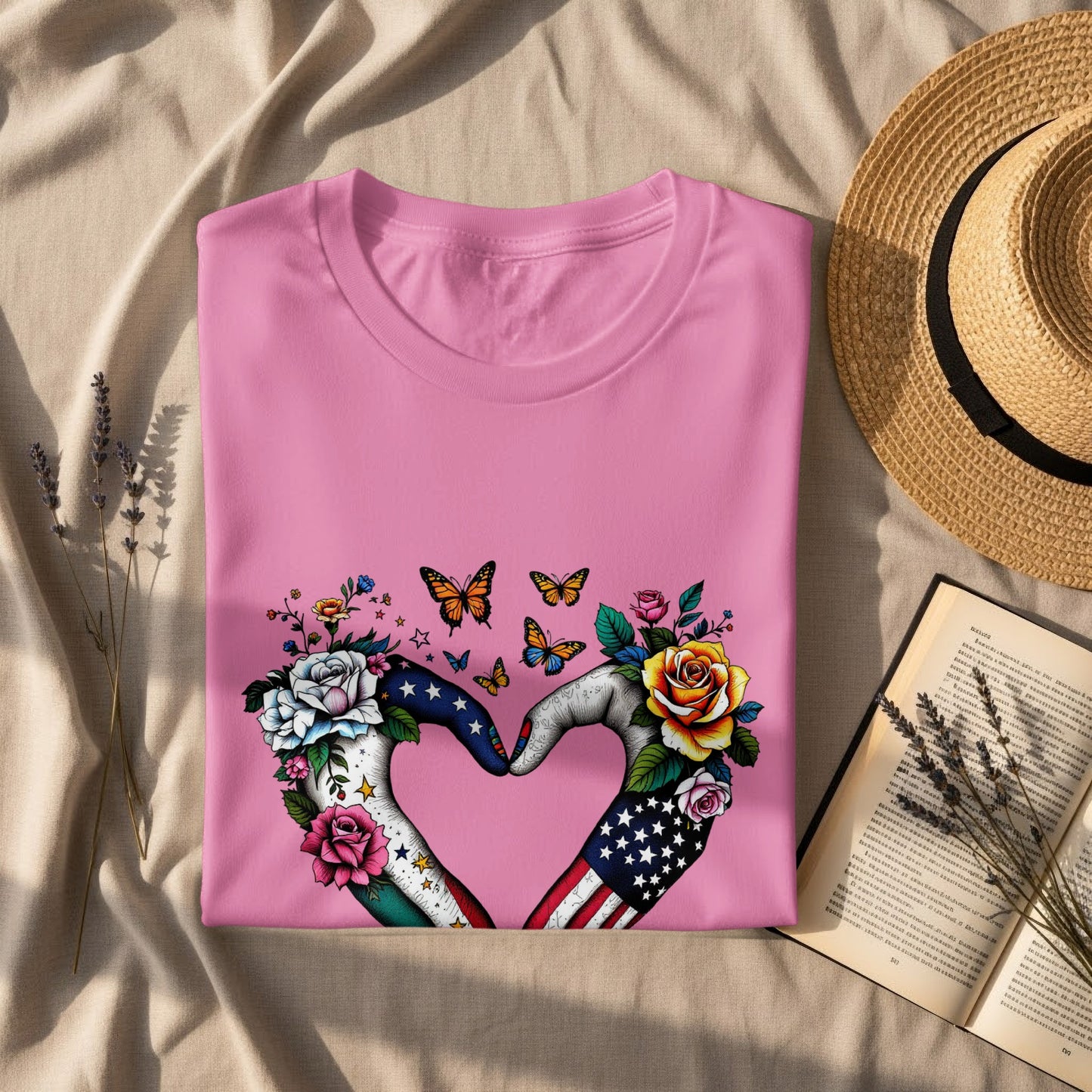 Colorful Heart Hand Gesture with Flowers design product type