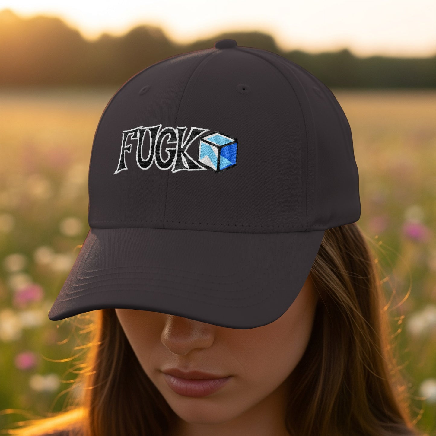 FUCK Embroidered Cap with Cube Graphic Hat product