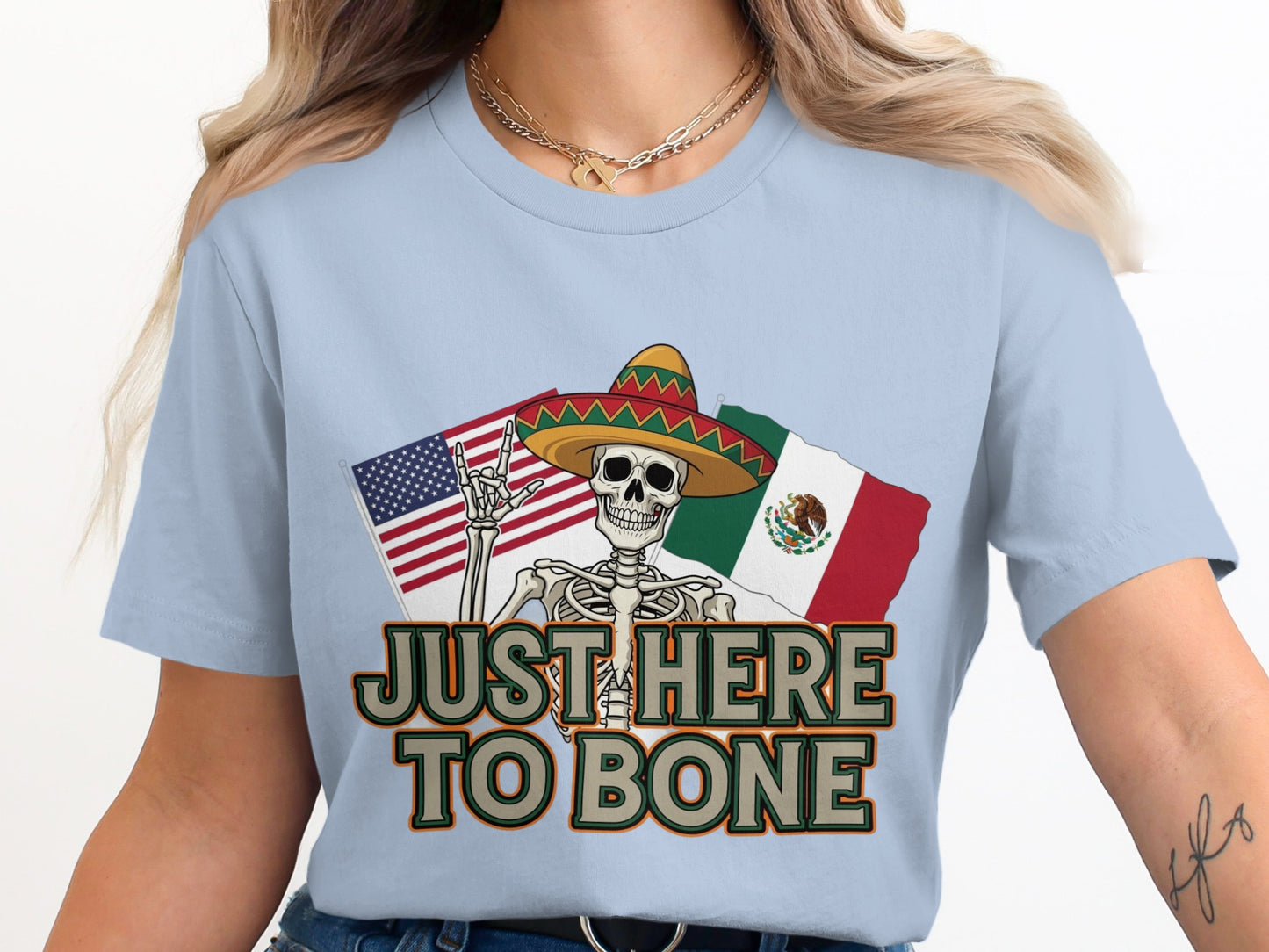 Just Here to Bone Mexican Sombrero Graphic Shirt product type