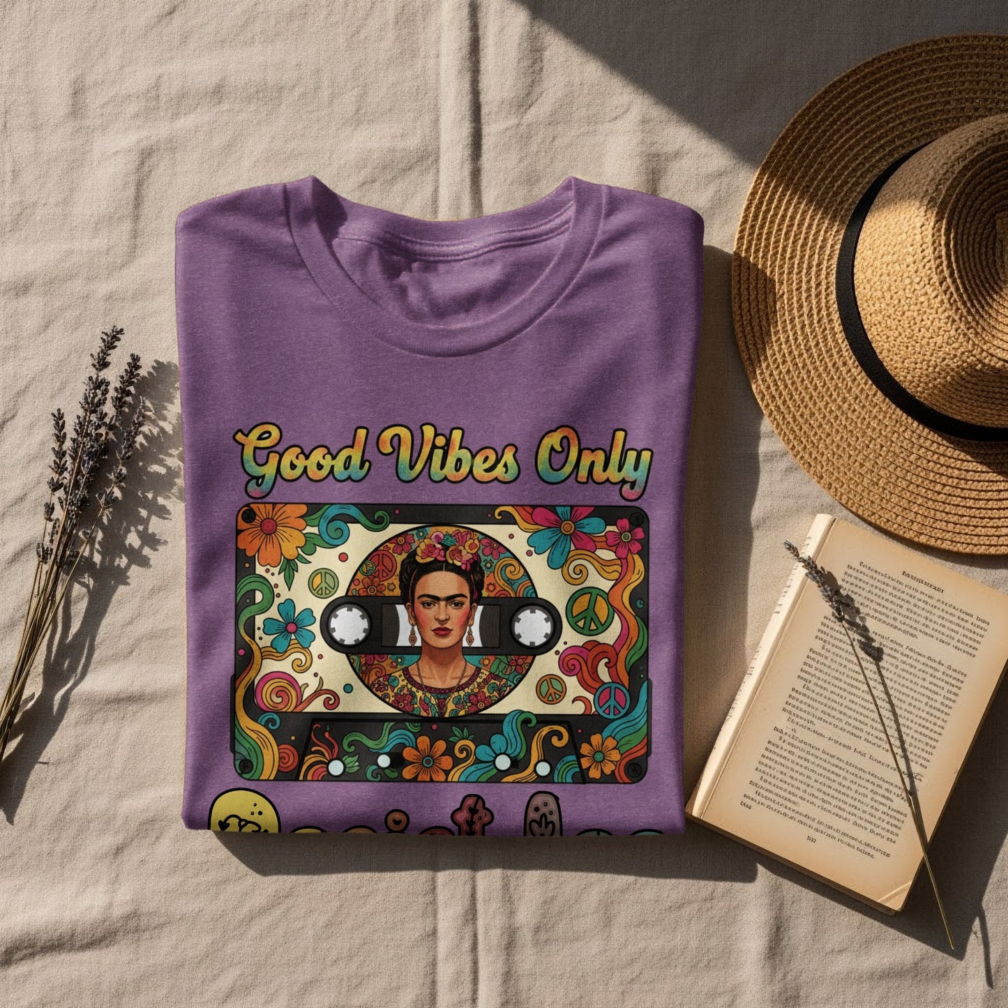 Good Vibes Only Frida Kahlo Art Graphic Shirt product
