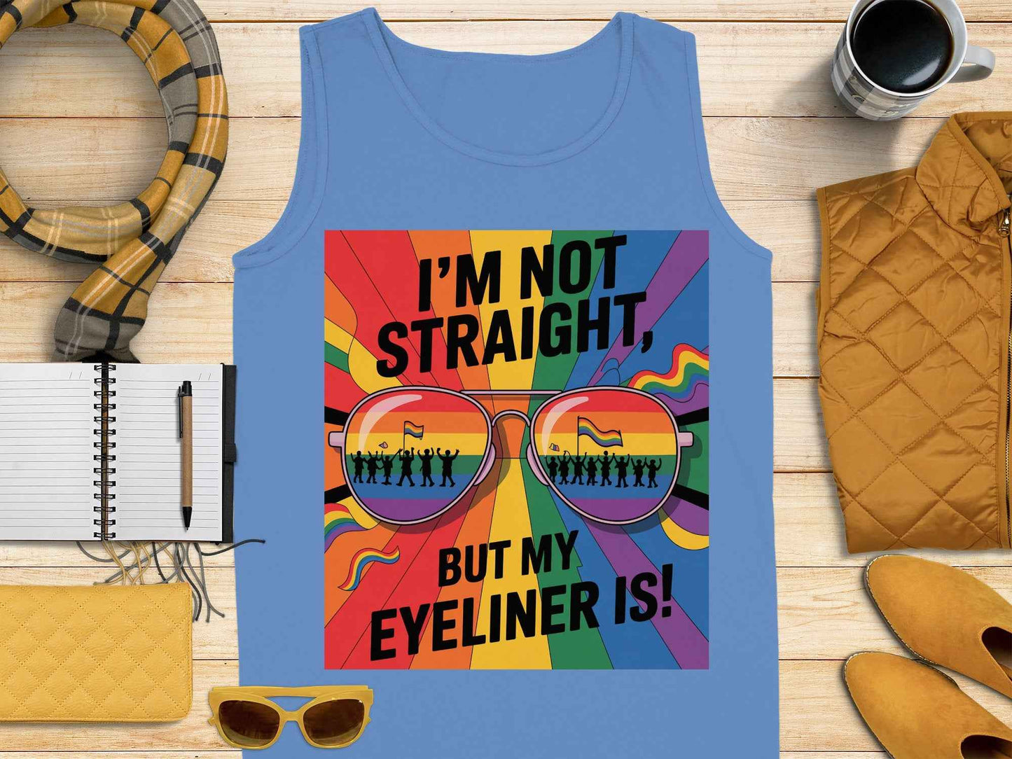Pride Tank Top: Bold Eyeliner Statement Sleeveless Tee