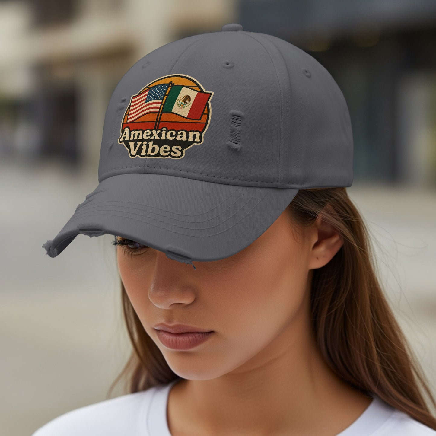American Vibes Flag Design Distressed Hat product type