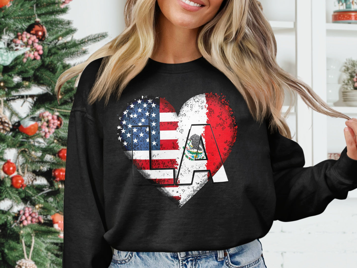 LA Heart Flag Print Women's Sweatshirt product type
