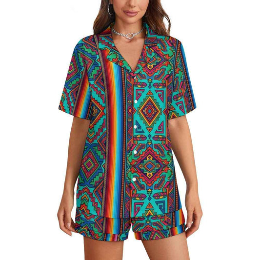 Aztec Latin Elements Embracing Cultuture Women's Short sleeved pajama set