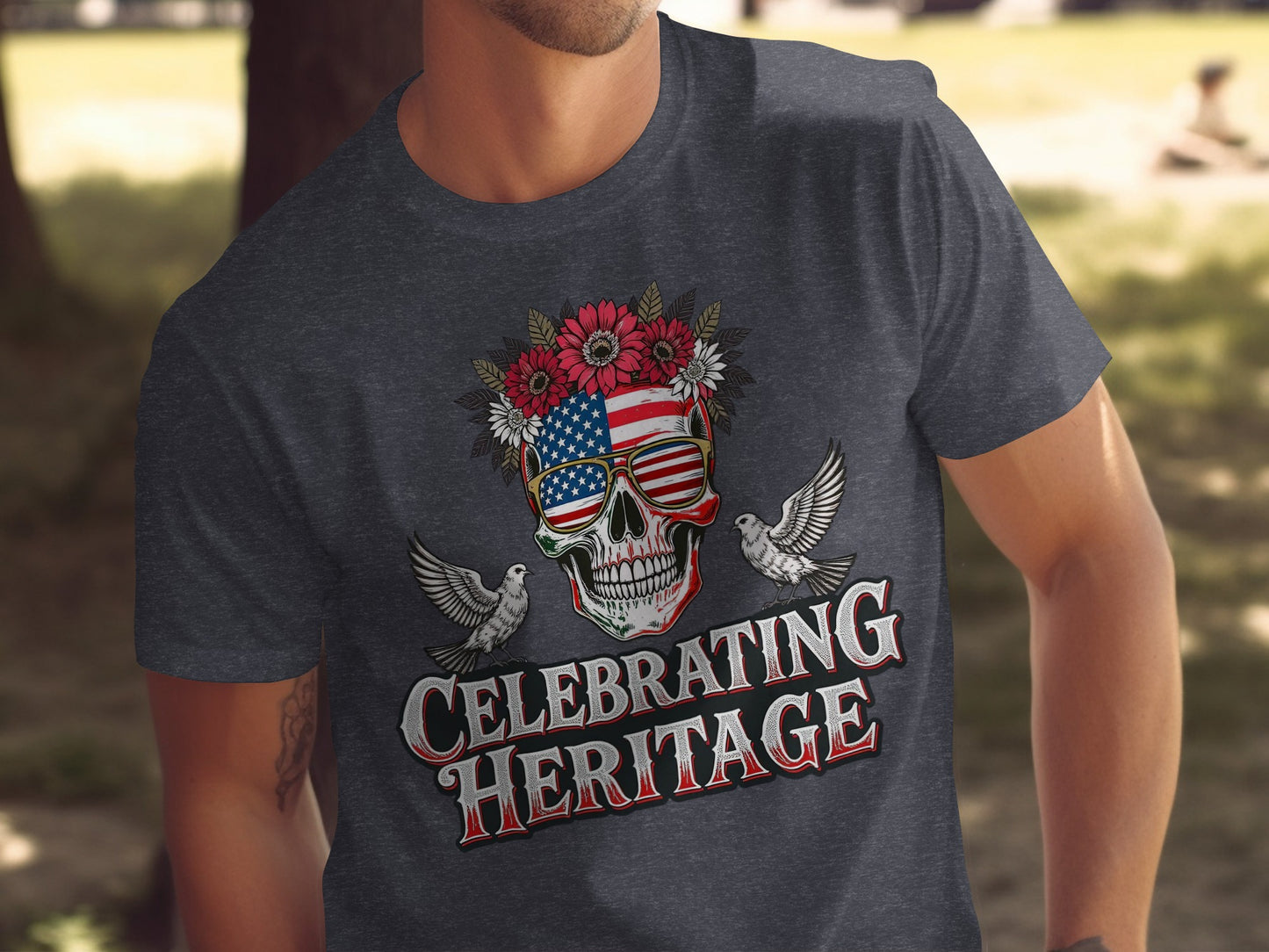 Celebrating Heritage Skull and Dove Graphic T-Shirt product type