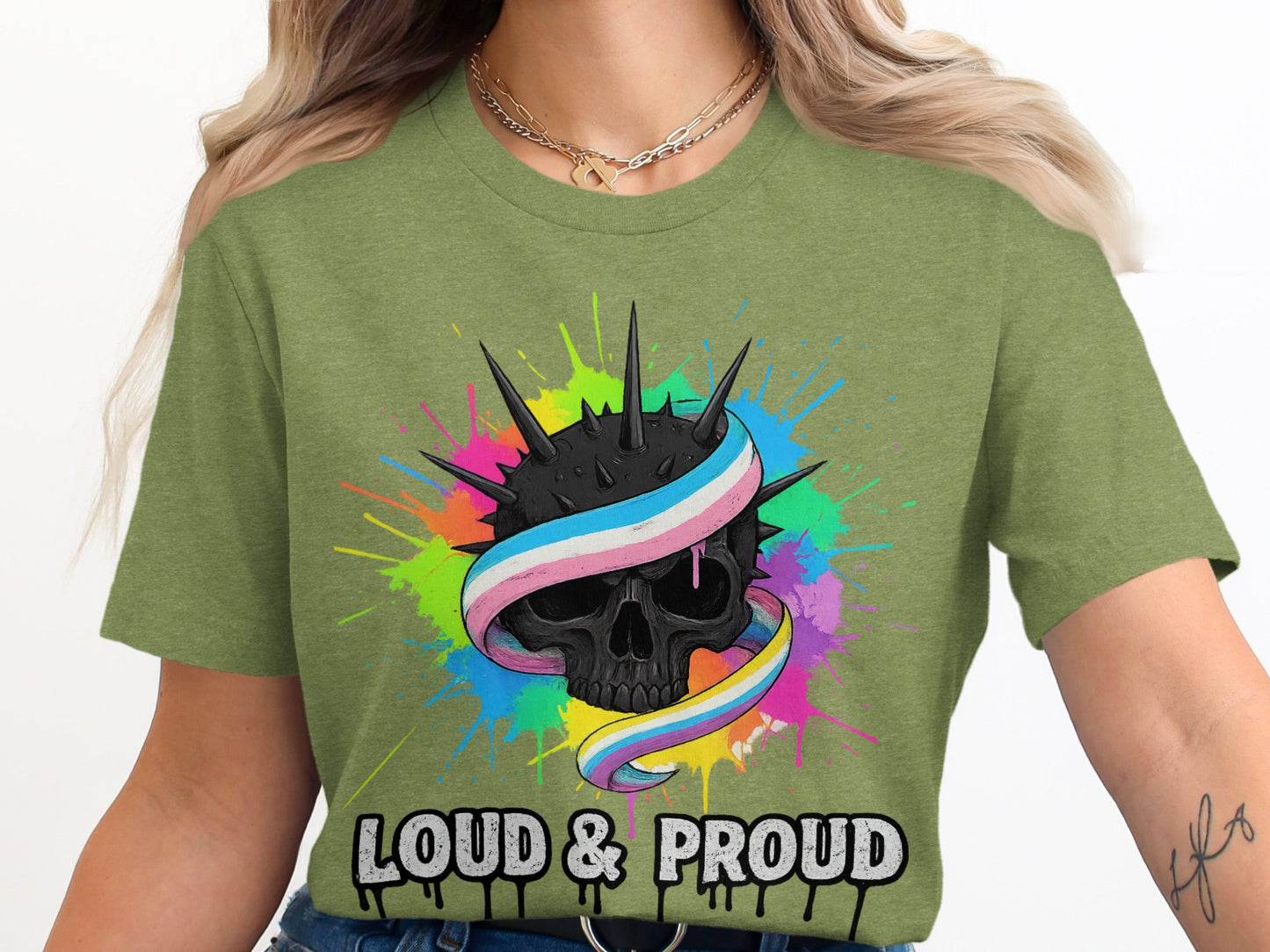 Loud and Proud Black Skull Rainbow Design product