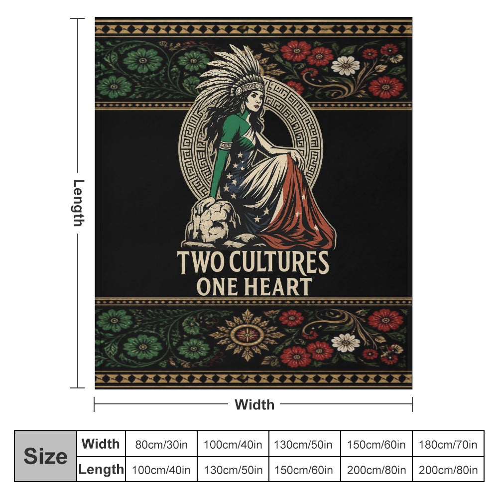 Flannel Blanket, Proud Amexican Heart Print, Multiple Sizes